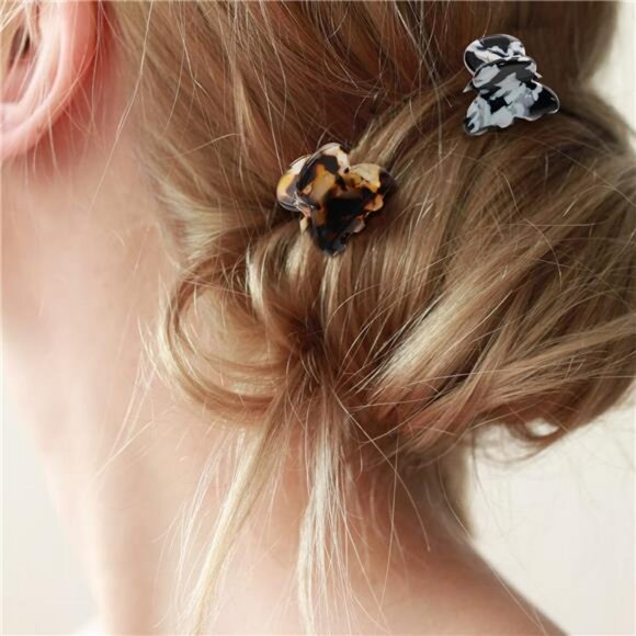 Mini Hair Claw Clips Tortoise Shell Small Jaw Clips Thick Thin Hair 6 Pack Set - Picture 7 of 8